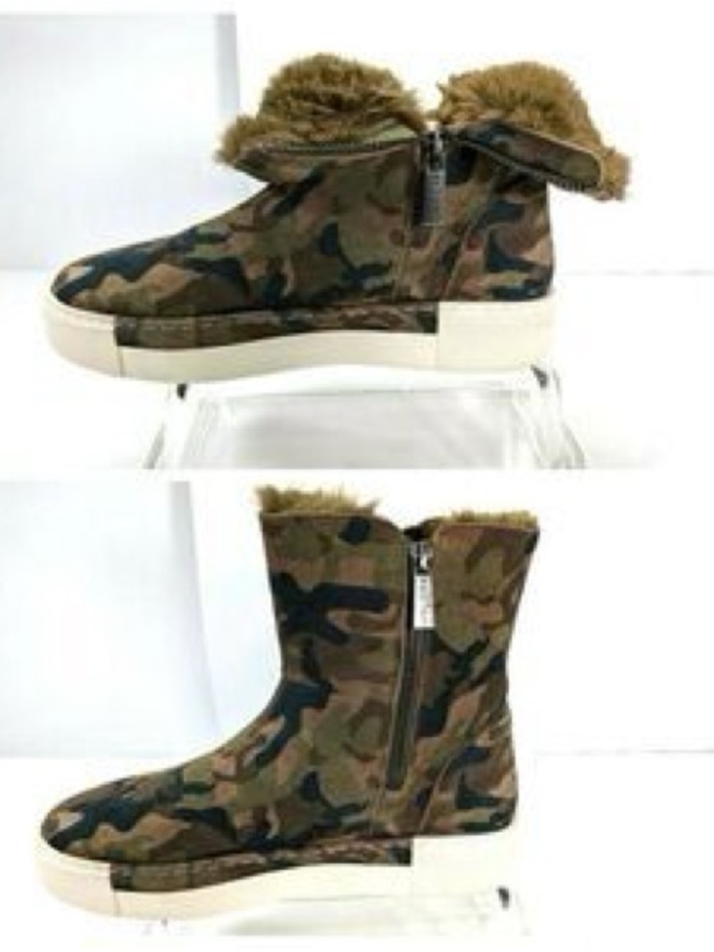 J/SLIDES Womens Camo Fur-Lined Ankle Boots Size 9